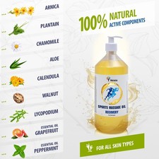 Verana Recovery Sports Massage Oil, Natural Grapefruit Peppermint Blend
