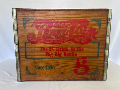 Vintage Wooden Pepsi Cola Delivery Crate Box Stamped Hits The Spot