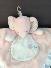 DOUGLAS BABY Pink Elephant Lovey Security Blanket Snuggler Satin Edge NEW 15"