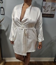 Vintage Victoria's Secret Satin Short Robe With A Classic Wrap Silhouette