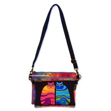 Laurel Burch Rainbow Cats 2pc Crossbody Bag Organizer Bag NEW Fab GIFT