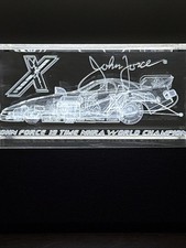 John Force Nhra Funny Car Light Up Glass Prism Cube On Stand