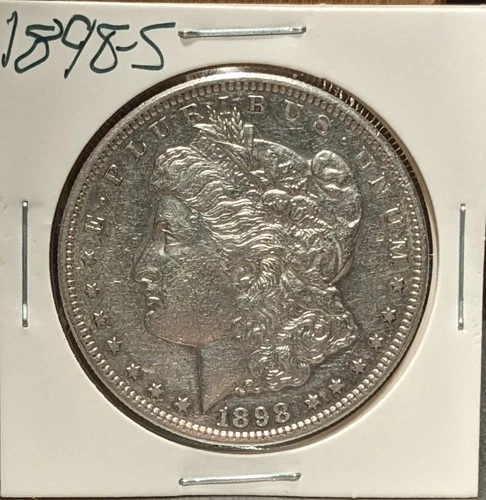 1898-S Morgan Silver Dollar $1 Uncirculated with AU+ San Francisco Mint
