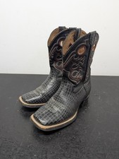 Ariat Boots Size 2 Brown Red Leather Youth Western Cowboy Pull On Square Toe