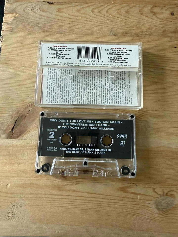 Hank Williams, Sr & Hank Williams, Jr Vintage Cassette Tapes C3 Foto 2 de 2