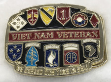 Vietnam Veteran Belt Buckle Airborne Divisions, Made in USA, 3.25" x 2.5"