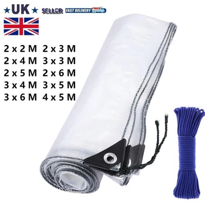 All Sizes Of Heavy Duty Clear Tarpaulin Waterproof Cover Ground Camping UK Sheet