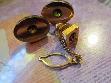 Vintage 1971 Herren RIVIERA Manschettenknöpfe & Krawatte Tac Wassermelone Rivoli signiert Sarah Cov