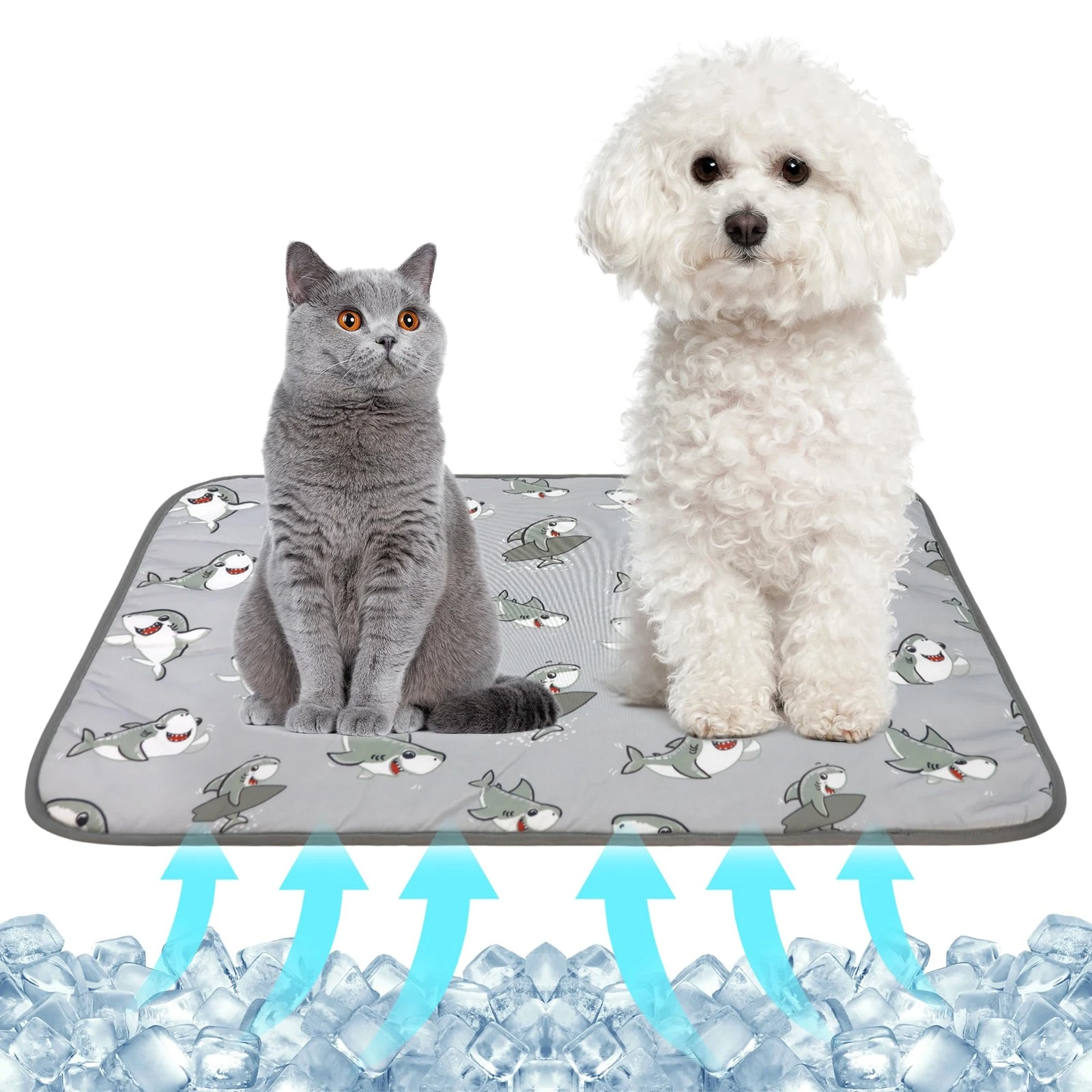 Summer Pet Cooling Mat - Cat Dog Cushion Pad Sleeping Cool Sharks Comfortable...
