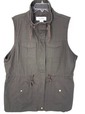 Army Green Utility Vest Anorak Cargo Drawstring Size XXL Gorpcore Utility