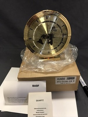 Kundo Tischuhr Weltzeituhr Uhr  Messing Optik Quartz Vintage Retro mit Original