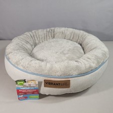 Vibrant Life Round Dreamer Mattress Edition Pet Bed Small 22in Cream Grey New
