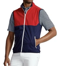 NWT Ralph Lauren  RLX Packable Water Repellent Vest French Navy/Red Size M Men’s
