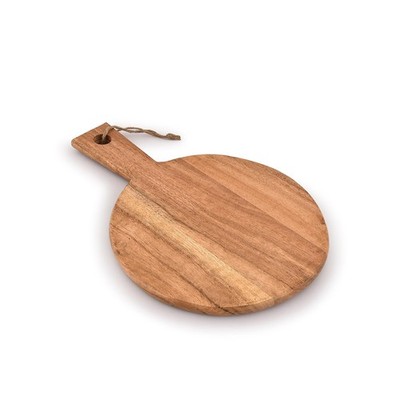 13x9x0.75 Inch Round Acacia Wood Cutting Board Handle Charcuterie Cheese