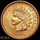 1890 INDIAN HEAD CENT RED BEAUTY GEM (IH1000)