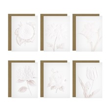 Embossed Floral Note Cards Envelopes 5 x 7in, Set of 6 Greeting Cards Blank I...