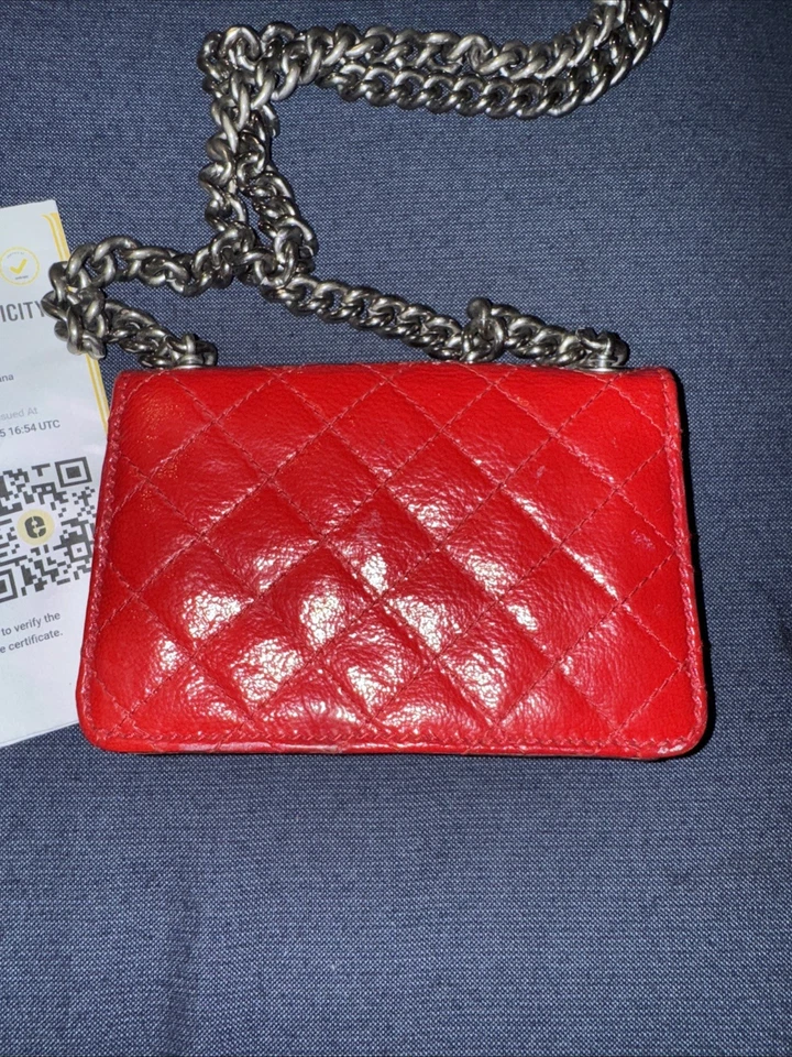 Bolsa de mão DOLCE & GABBANA couro barroco DG vermelho patente VINTAGE corrente tiracolo - Imagem 3 de 4