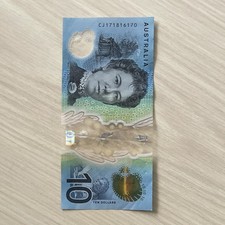 2000s Australia Polymer $10 Ten Dollars Banknote Serial CJ171816170