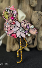 Rhinestone Pink Flamingo Ornament and/or Suncatcher Handmade Jeweled
