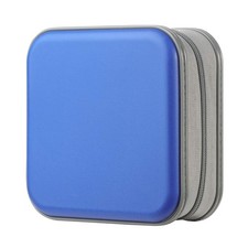 48 Capacity Blue Hard Plastic CD DVD Case Zipper Disc Storage Wallet