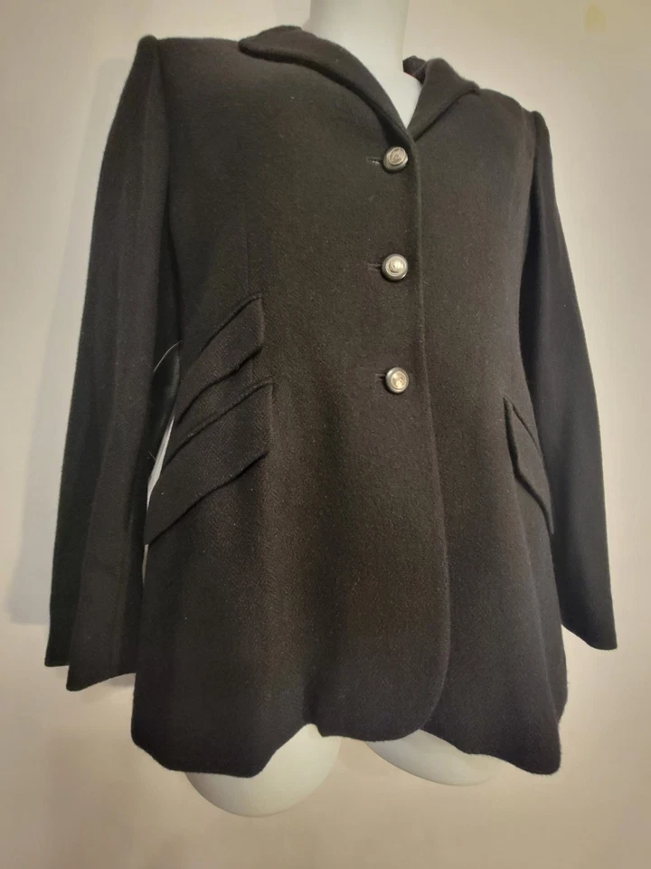 Ralph Lauren女式黑色羊毛混纺西装外套马术皮革肘贴 — 第 4/4 张图片