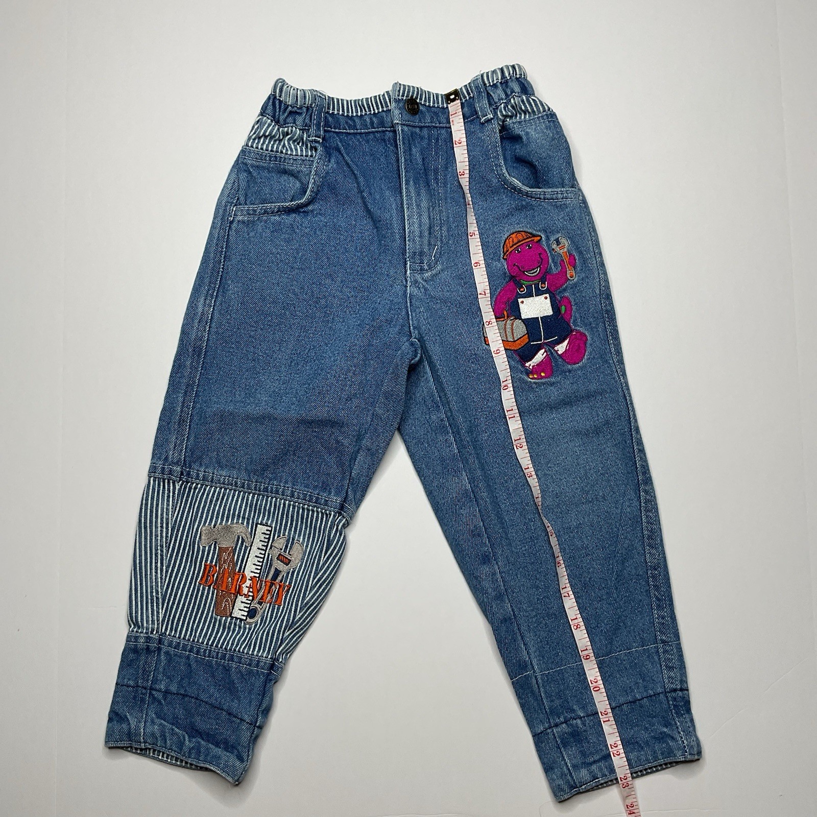 Children’s Vintage Embroidered Barney Tool Jeans Size 2t 90s/y2k