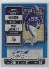 2023 Contenders Optic Rookie Ticket Teal Prizm 3/99 Andre Carter II Auto 03lu