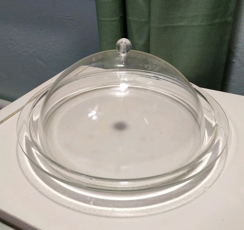 Vintage clear Acrylic Lucite cheese keeper SERVING TRAY w Dome Lid 4" h x 8.5" d - Picture 2 of 7