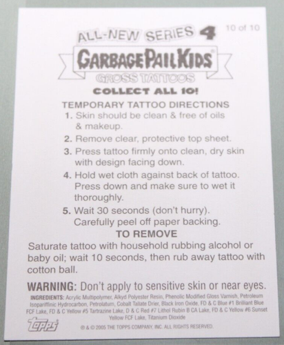 Tarjeta "tatuaje" Garbage Pail Kids 2005 ANS 4 #10 de 10 - Imagen 4 de 4