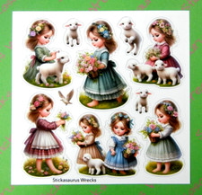 Flower Girls  Lambs Sticker Sheet