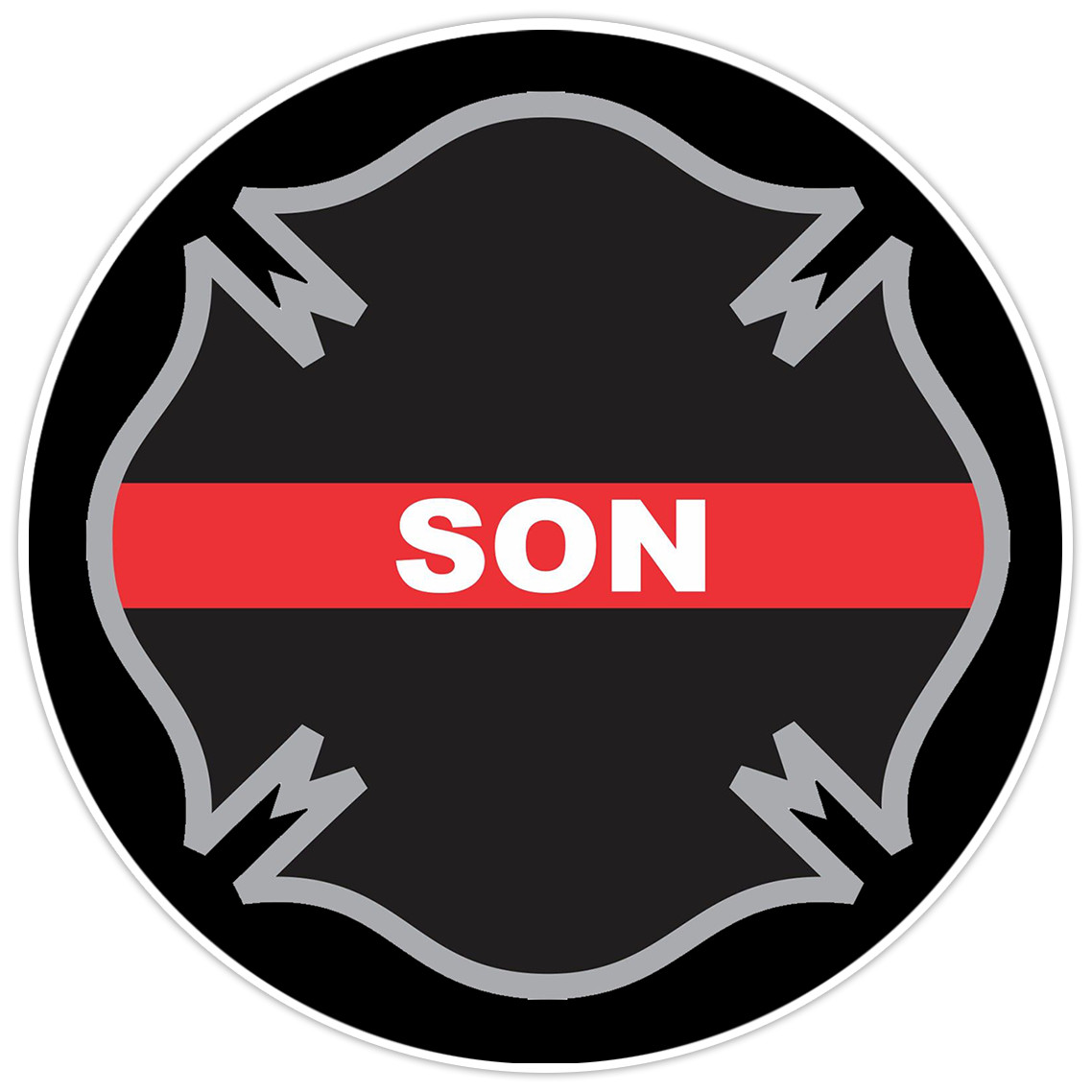 Thin Red Line Son Firefighter Cross Bumper Sticker Military Vinyl Decal 5"