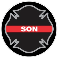 Thin Red Line Son Firefighter Cross Bumper Sticker Military Vinyl Decal 5"