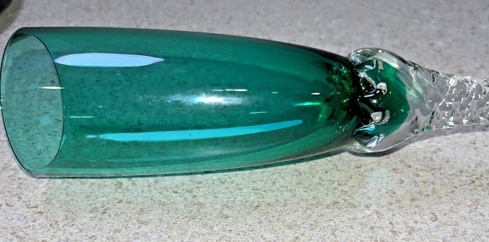 E954 Set of 6 Empoli Green Teal Champagne Flutes Twisted Stems 45 Fl. Oz. VTG eBay