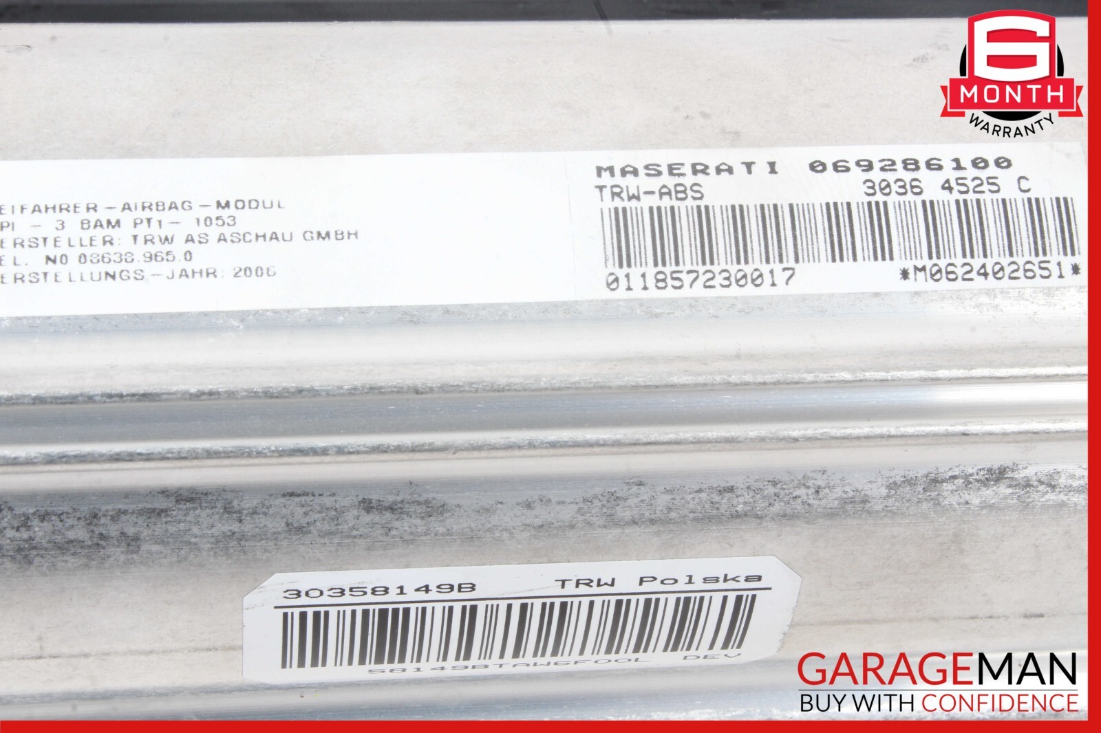 03-08 Maserati Quattroporte M139 Right Side Dashboard Panel Airbag w/ Cover OEM