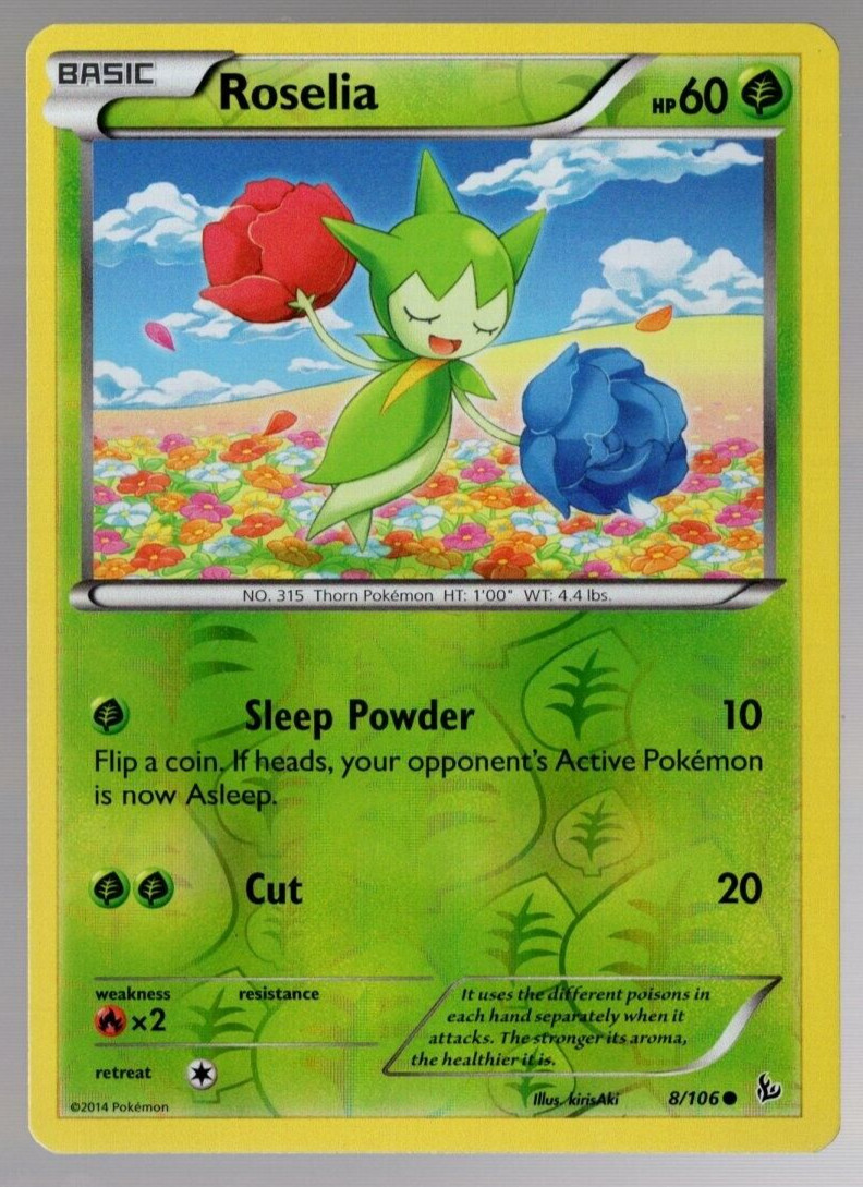 Roselia 8/106 Reverse Holo Common XY Flashfire Pokemon TCG Near Mint