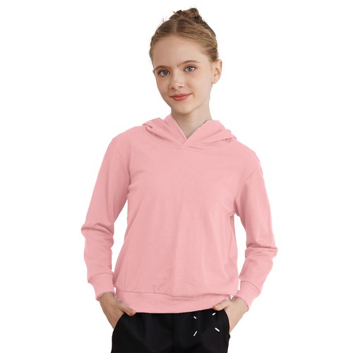 Kids Girls Casual Hoodie Long Sleeve Lightweight Hooded Sweatshirt Pullover Tops - Picture 62 of 106