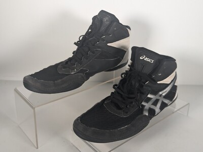 ASICS Matflex Wrestling Shoes Size 12 Black White Silver 1081A021