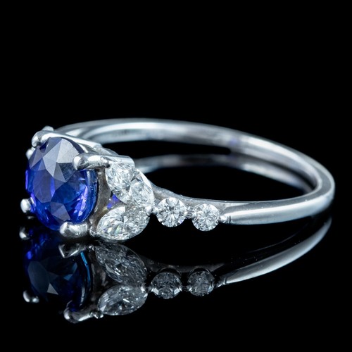 Edwardian Style Sapphire Diamond Ring 0.80ct Blue Sapphire - Picture 3 of 10