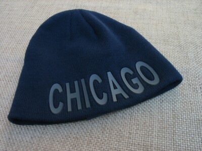 Robin Ruth Chicago Hat Robin Ruth One Size 100% Acrylic Chicago Rubber Letters Dark Blue ...