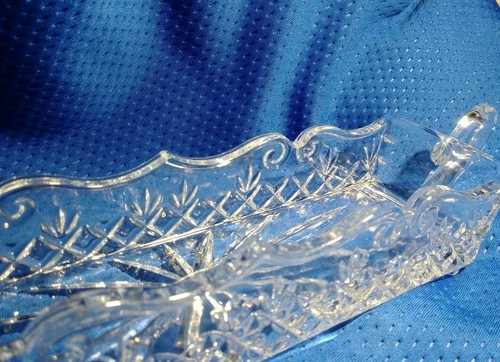 Trinket Serving Bowl Dish Lead Crystal 11.5" Bread Crackers Butter Rectangle - Picture 8 of 11