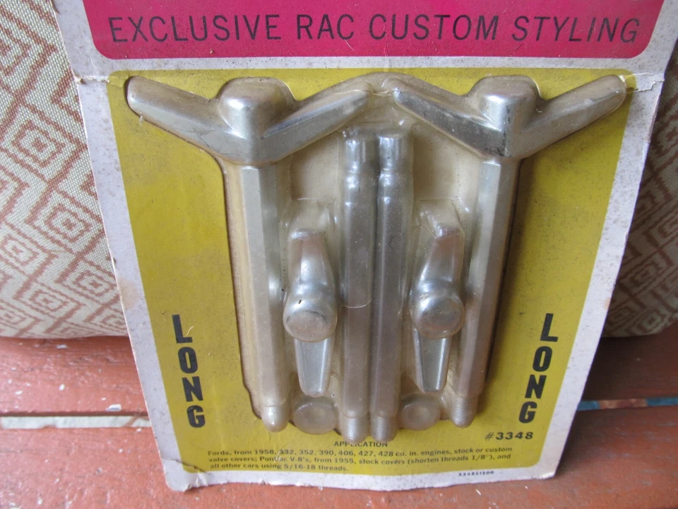 Pernos de ala cromados largos RAC Chevy años 70 vintage 5/16" 18 TPI Ford Pontiac Foto 2 de 4
