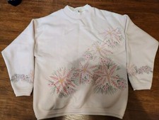 Embroidered Flower Sweatshirt By Artisans Size M Made In USA
