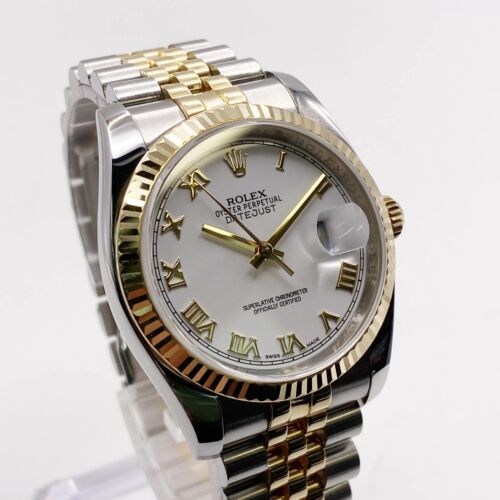 Montre automatique pour homme Rolex Datejust 36 mm acier 18K or blanc cadran romain 116233 - Photo 3 sur 8