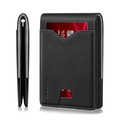 Real Leather Wallet for Men,Slim Bifold Wallet Minimalist Front Pocket Design,