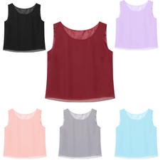 Damen T-Shirt Ärmellos Top S-3XL Tank Weich Tunika Neu Bluse Cool Weste Chiffon