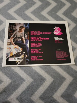 TPQM16 ADVERT 5X8 MTV FIVE NIGHT STAND : EAGLE EYE CHERRY. EMBRACE. JAMES
