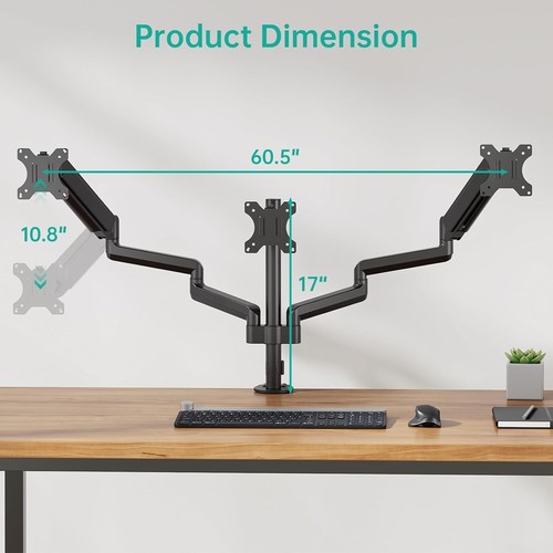 {Read Description}WALI Triple Monitor Arm for 17"- 27" Screen, Adjustable Gas Sp - Bild 8 von 9