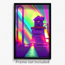 Pixel Art Poster - Glitch Art Mill (8 Bit Psychedelic Trippy Video Game Print)