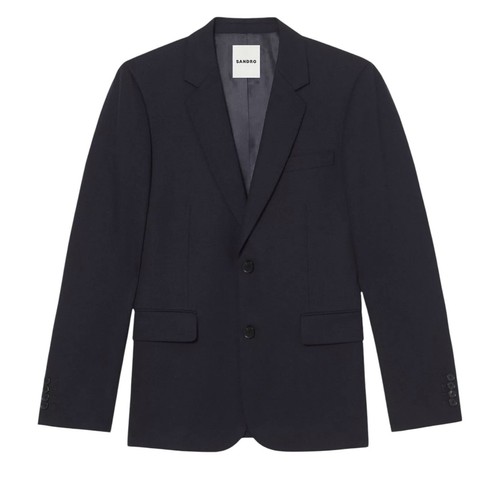 Sandro Paris Men’s Blazer 44R Wool Mohair Navy 2 Button Front Dinner Jacket