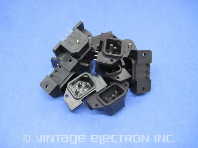 (10) IEC Male Connector Jack: 15A/250VAC IEC320 C14, Chassis/PCB Mount, 2X GND